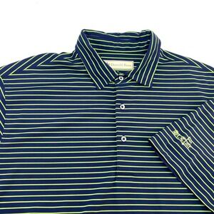 Donald Ross Mens St. Clair Golf Polo Shirt Navy Lime Green Stripe Short SleeveXL